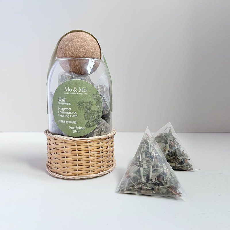 茉苜 Mo & Moi 客家抹草沐浴包  手工藤编瓶 8入 - 香薰/精油/线香 - 植物．花 绿色