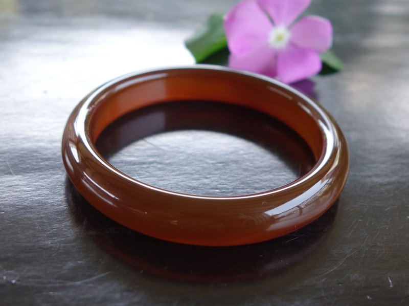 天然红玉髓手镯 手围#19.5 红玛瑙 玉髓手环 天然玛瑙 现货实拍 - 手链/手环 - 玉石 红色