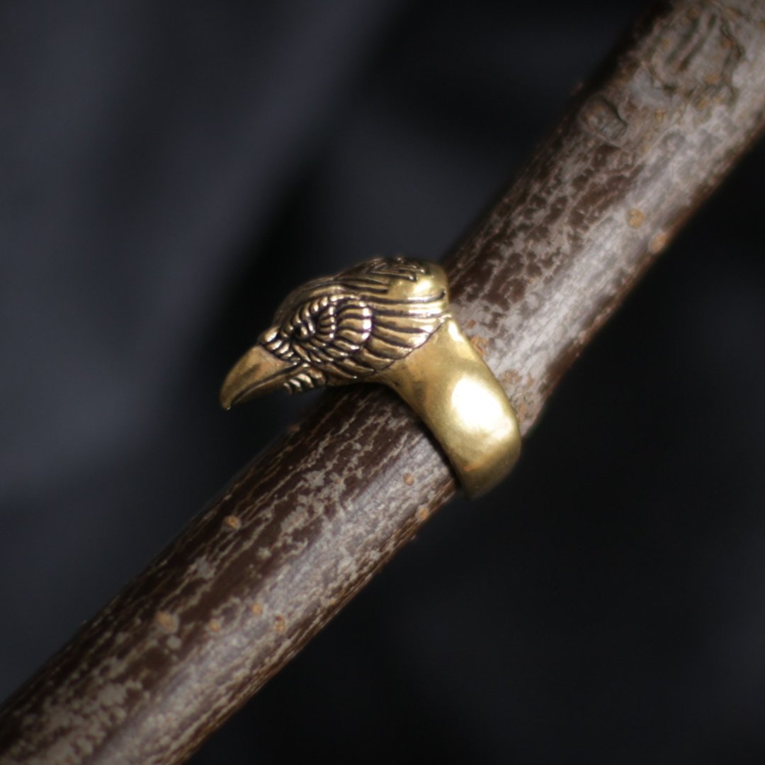 Bird ring. Raven man jewelry. Crow heavy ring. Pagan bird jewelry. Adjustable - 戒指 - 其他金属 橘色