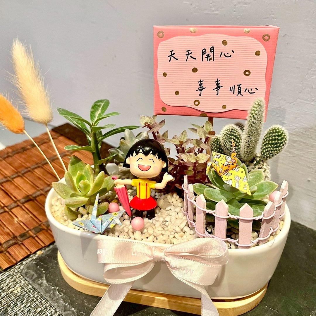 樱桃小丸子 心情愉快 日式 多肉组盆 多肉植物 生日礼 庆祝晋升 - 植栽/盆栽 - 植物．花 绿色