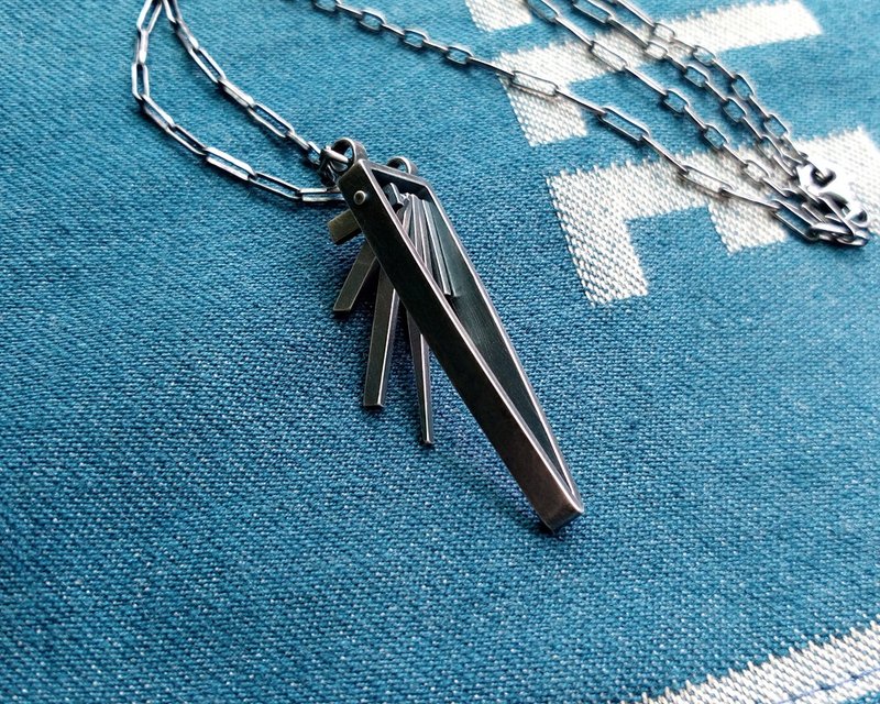 风的声音  925手工纯银项链  /Ag No. 050 - 项链 - 其他金属 灰色