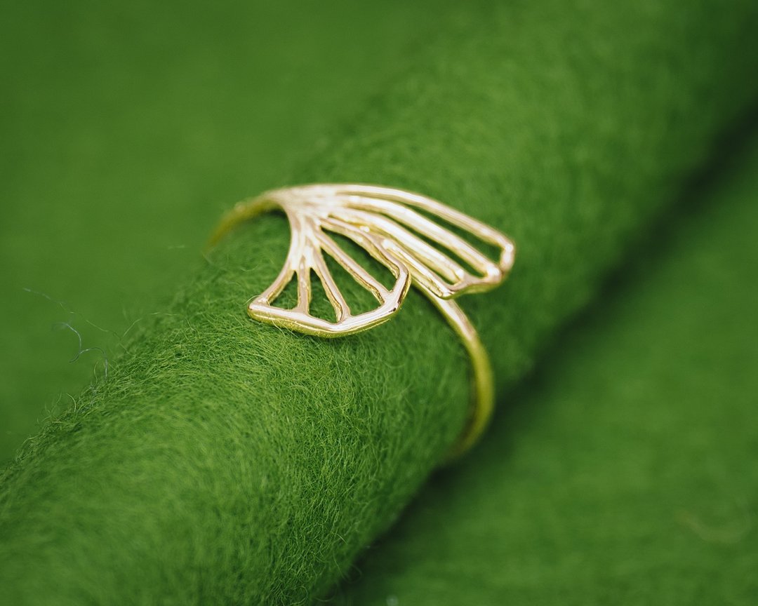Gingko Shiori gold ring - Platinum ring - 18K Gold ring - Gingko ring - Japanese - 戒指 - 贵金属 金色