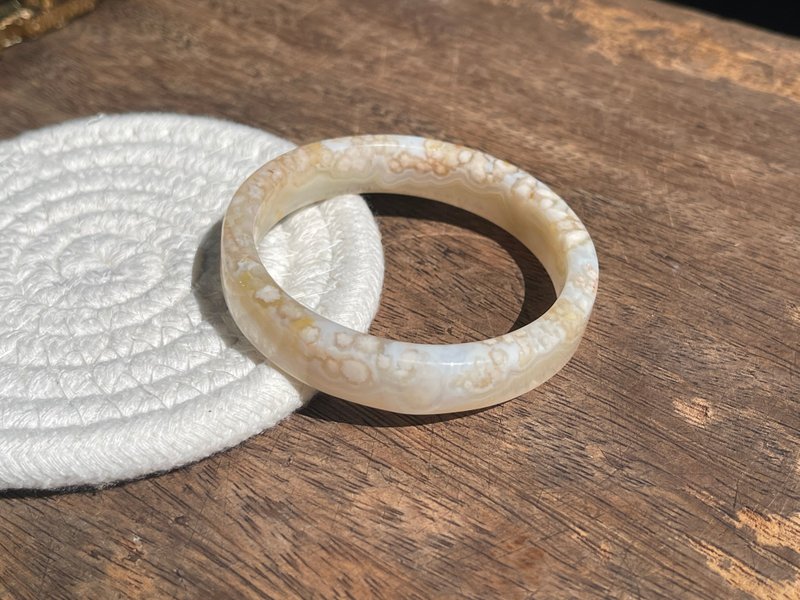 鹅黄小花园 - 樱花玛瑙方镯。精致雏菊花。嫩黄色系 - 手链/手环 - 半宝石 黄色