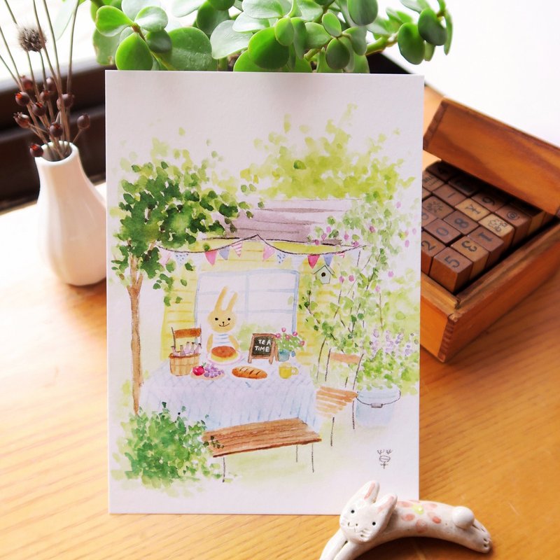 午茶时光 明信片 - 卡片/明信片 - 纸 绿色