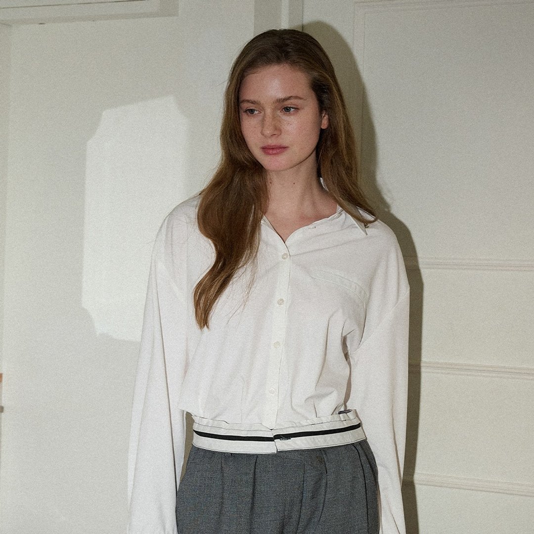 (LINE) Oversized Wrinkle-Free Shirt - 女装衬衫 - 其他材质 白色