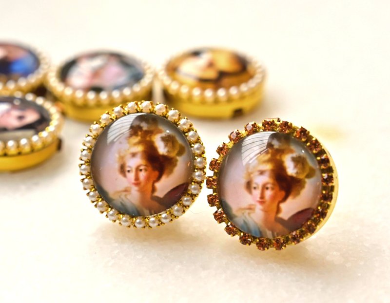 Button Cover 手作钮扣饰~复古小清新~名画系列: 智慧女神密涅瓦 - 胸针 - 其他材质 多色