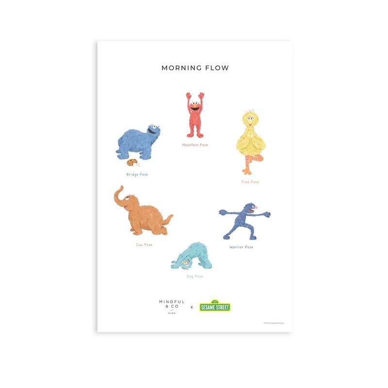 芝麻街联名手绘瑜伽姿势海报 Mindful & Co Kids x Sesame Street - 海报/装饰画/版画 - 环保材料 多色