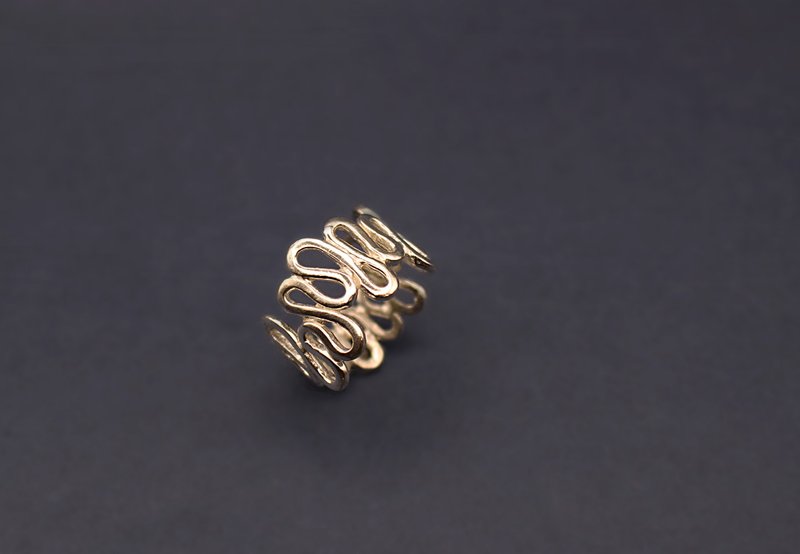 线条系列-曲曲925银戒 - 戒指 - 纯银 金色