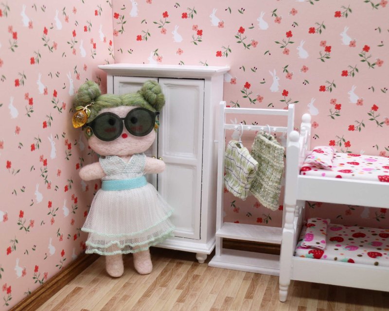 毛毛头 - Mary - 太阳伯伯你好 - 迷你手工娃娃 / 吊饰 - 吊饰 - 羊毛 绿色