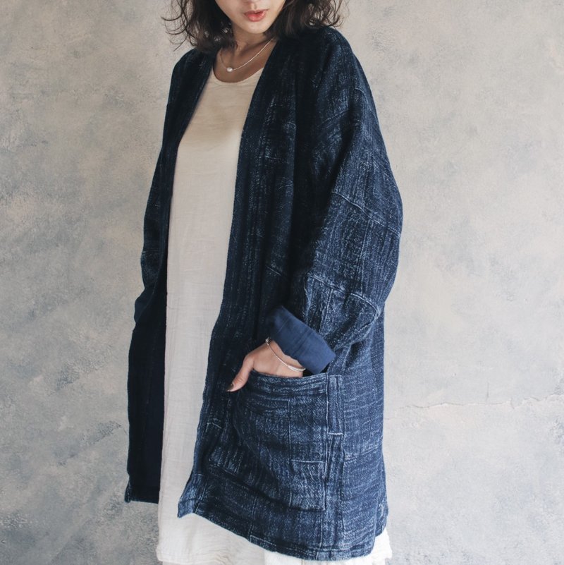 石洗丹宁外套 深蓝 - 女装休闲/机能外套 - 棉．麻 蓝色