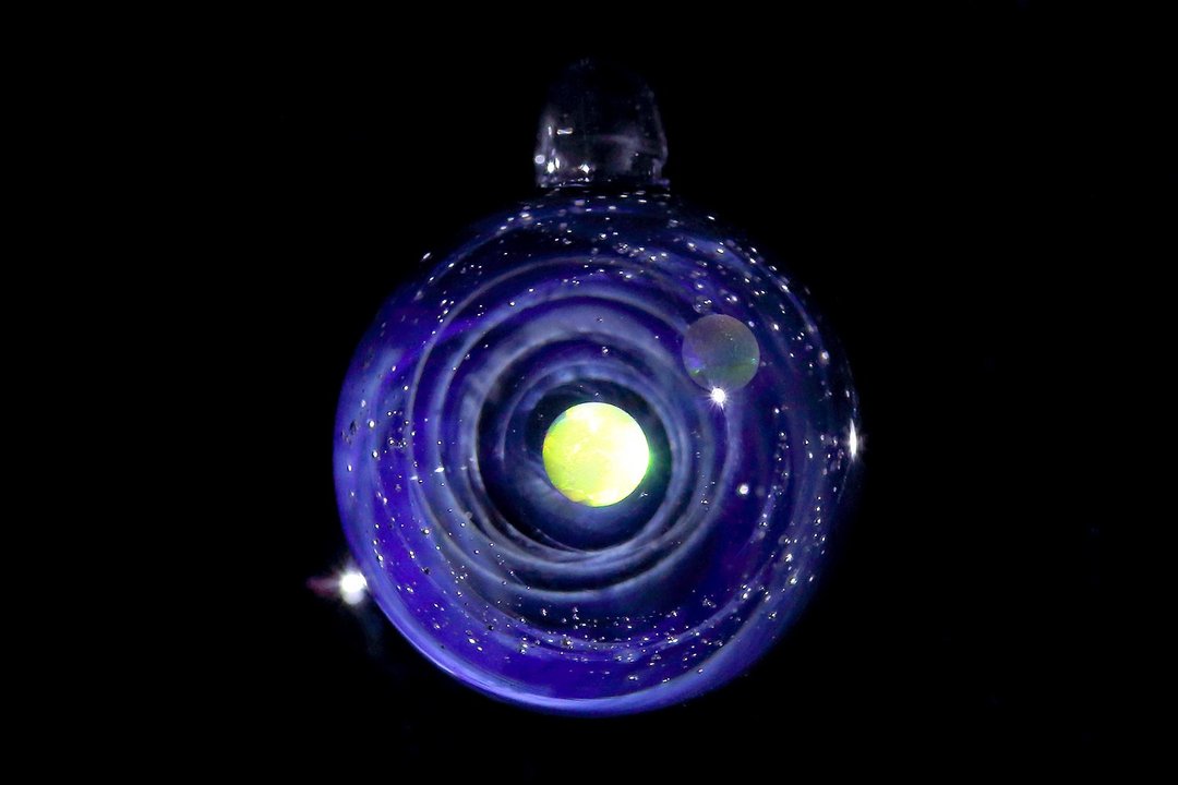 (螺旋宇宙) 迷你双澳宝石宇宙玻璃球 no.807 - 颈链 - 玻璃 蓝色