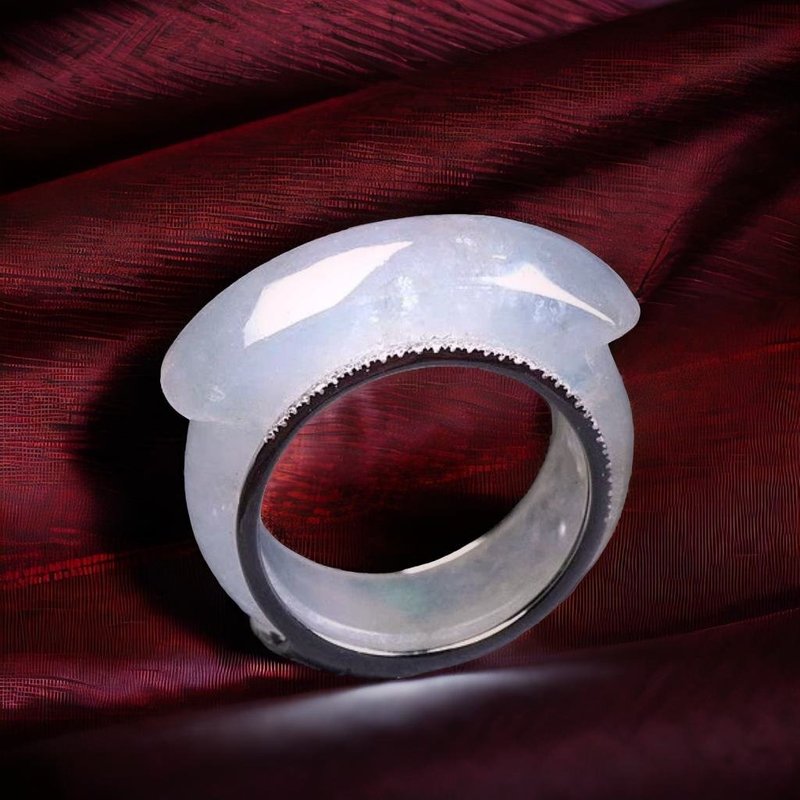 冰种马鞍戒指戒圈18K金钻石| 国际13围 | 天然缅甸翡翠 | 送礼 - 戒指 - 玉石 透明