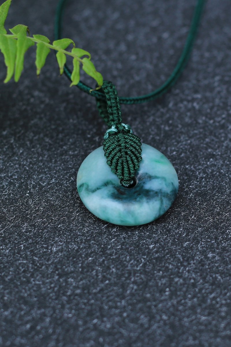 春秋原创 全手工绳编 | 翡翠平安扣 | 孤品一件 - 项链 - 玉石 