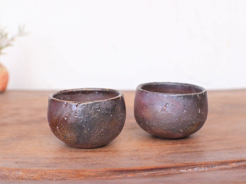 Bizen ware sake cup (set of 2) gi-335 - 酒杯/酒器 - 陶 咖啡色