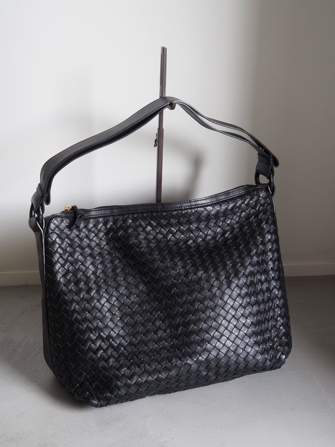 BOTTEGA VENETA 宝缇嘉 经典编织 2WAY 肩背包 黑色 皮革 古董老件 - 侧背包/斜挎包 - 真皮 黑色