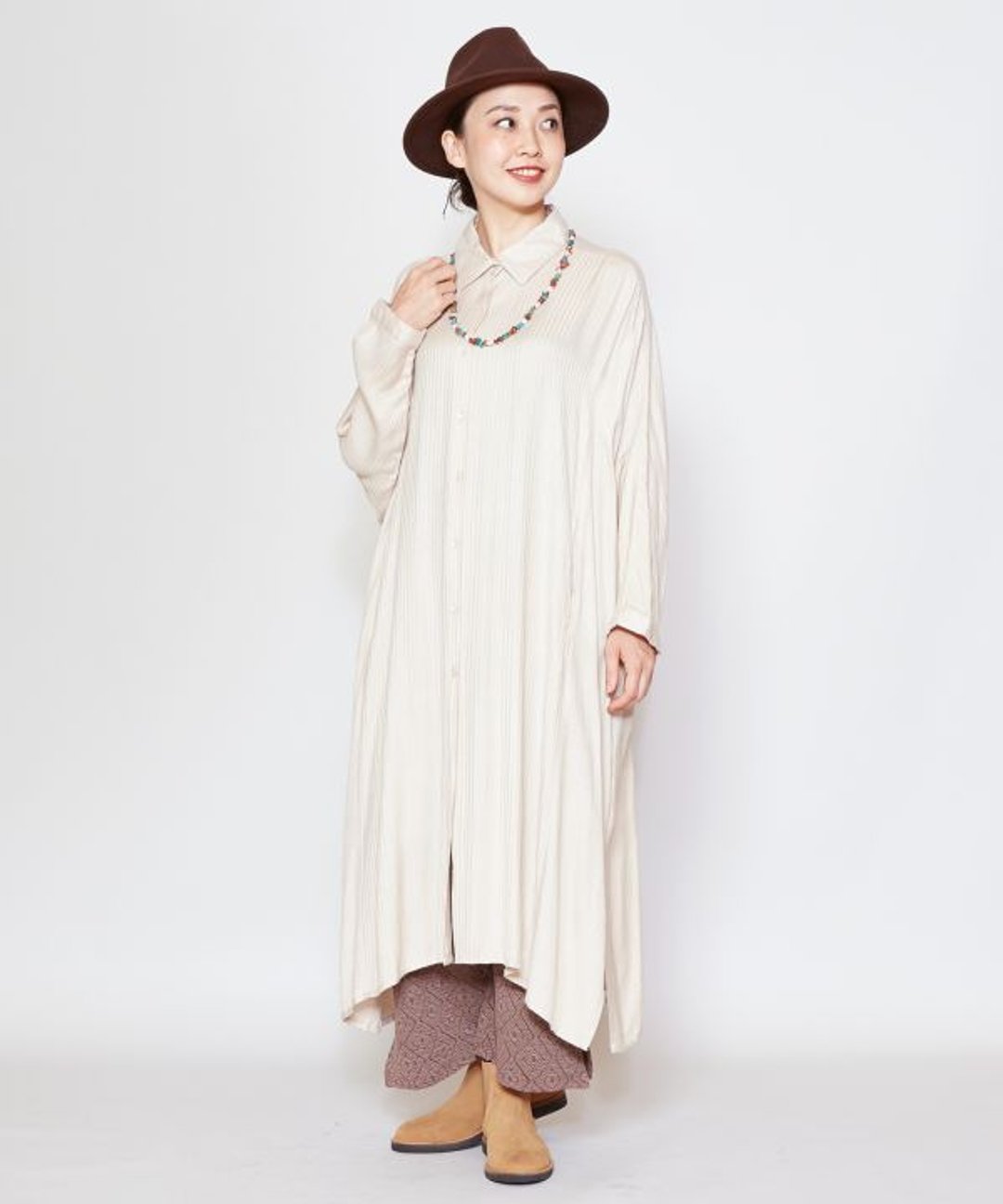 Navajo Embroidery Back Long Shirt Dress - 洋装/连衣裙 - 其他材质 