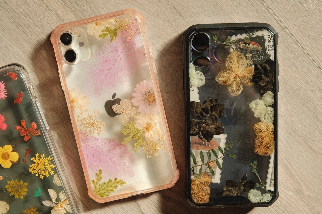 现货出清 / iPhone X.XS押花手机壳 压花 手作 滴胶 保护壳 防摔 - 手机壳/手机套 - 植物．花 粉红色