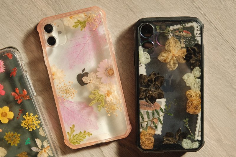 现货出清 / iPhone X.XS押花手机壳 压花 手作 滴胶 保护壳 防摔 - 手机壳/手机套 - 植物．花 粉红色