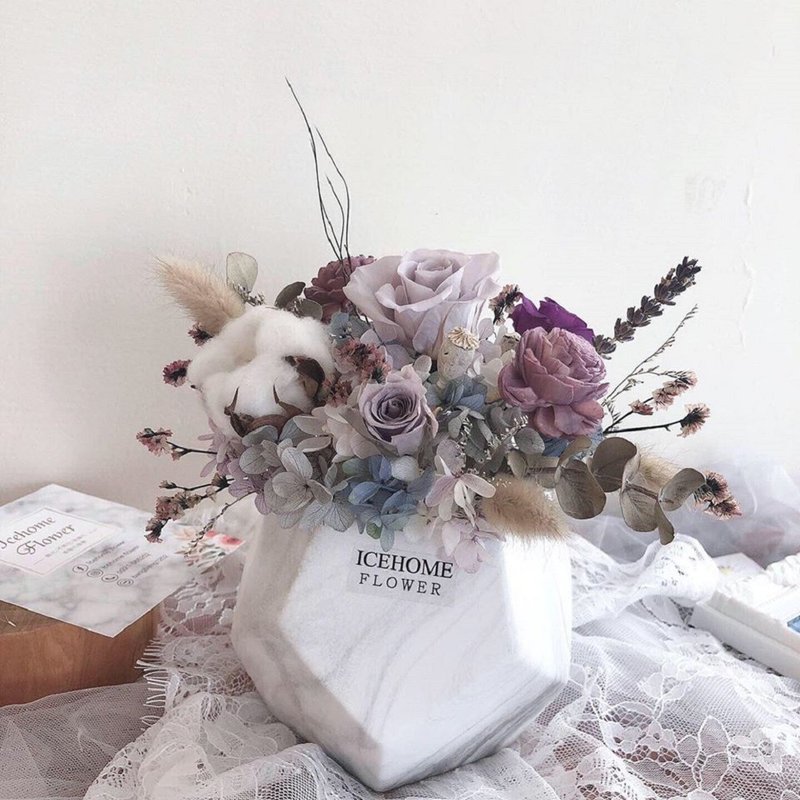 不规则大理石纹永生花礼 典雅紫灰色 莫兰迪色 永生花 干燥花 - 摆饰 - 植物．花 紫色