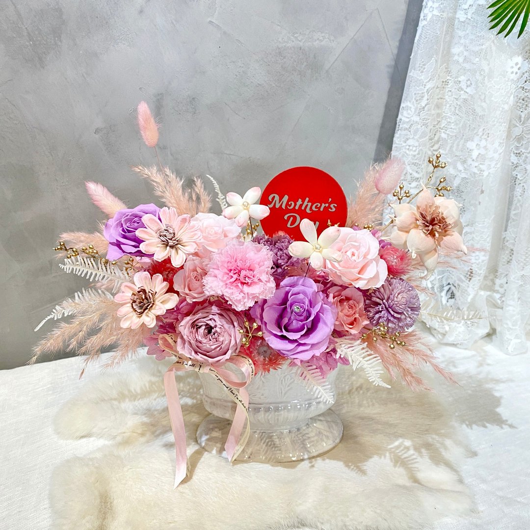 限量 母亲节永生花 康乃馨不凋花 日本 Clay 花器 - 干燥花/捧花 - 植物．花 红色