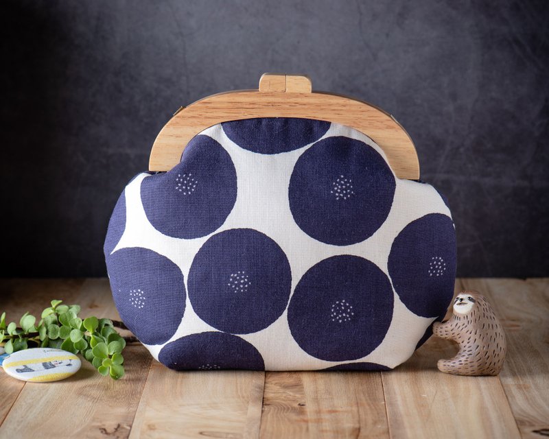 【这啥蓝色的红豆面包】复古木质口金包-大款 #随身包#古着#日系 - 侧背包/斜挎包 - 棉．麻 蓝色