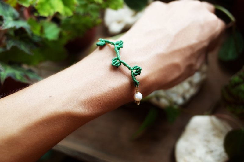 捻花惹草 蕨叶珍珠手链 - 手链/手环 - 珍珠 绿色