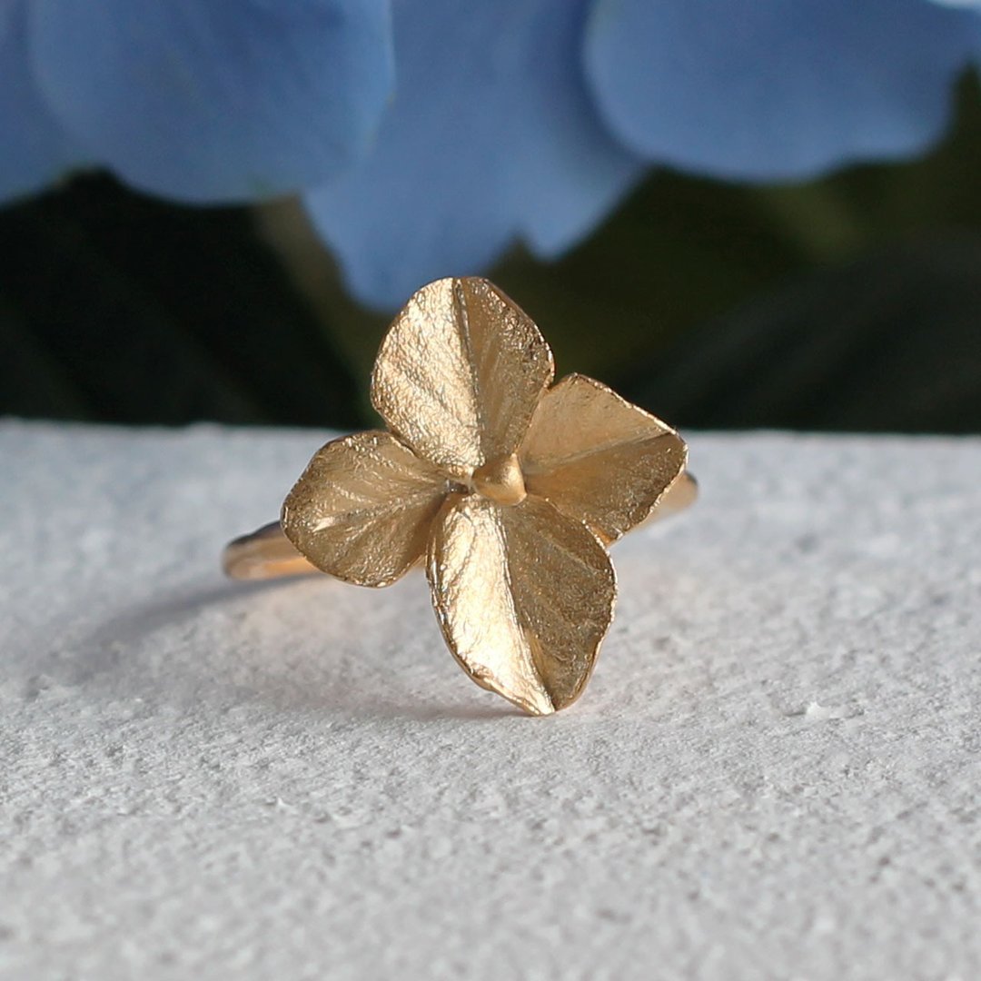 Hydrangea ring - 戒指 - 纯银 金色