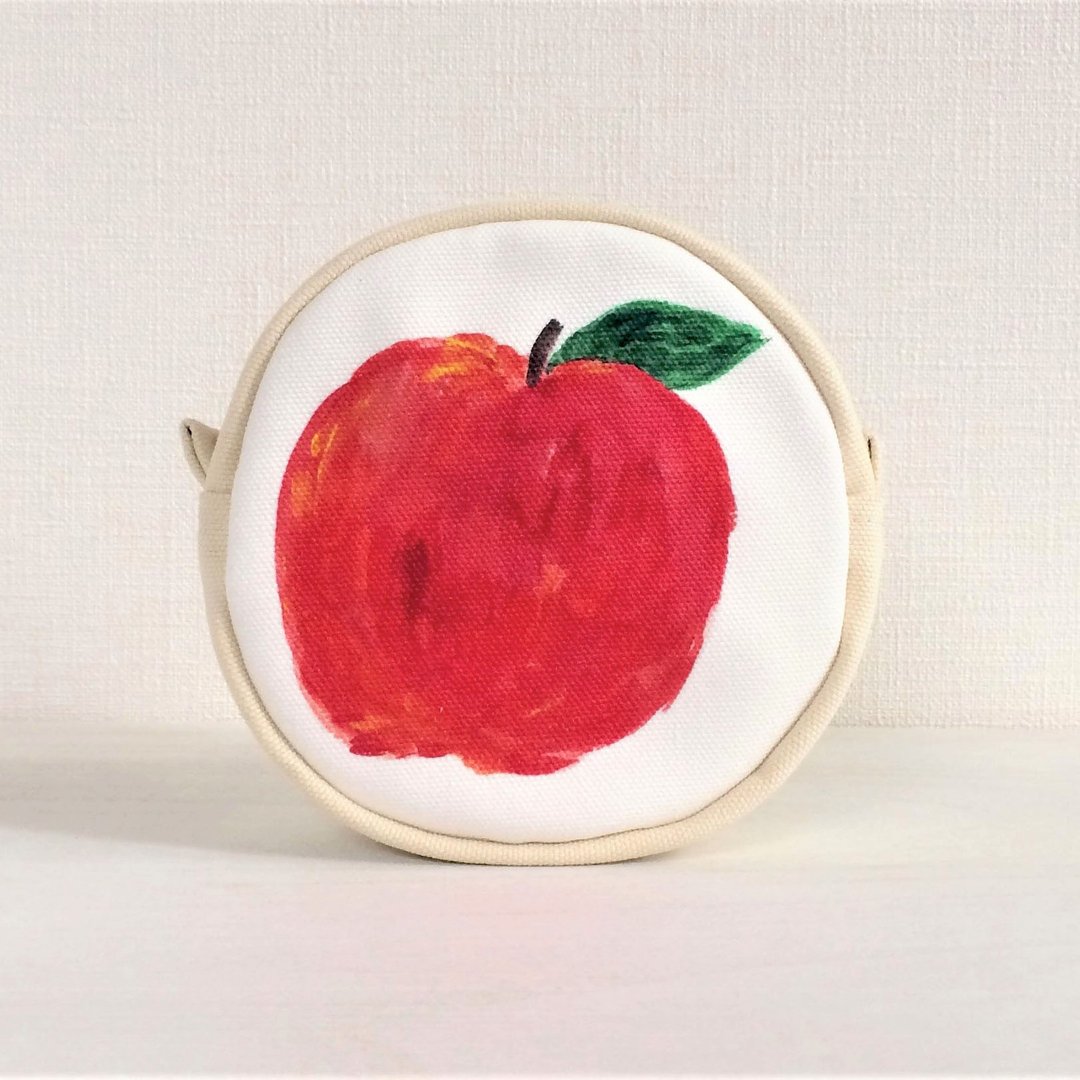 Fruit Garden Circle Pouch Apple - 化妆包/杂物包 - 棉 红色