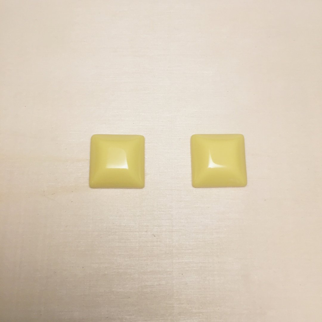 复古鹅黄方形菱形耳环耳夹 - 耳环/耳夹 - 树脂 黄色