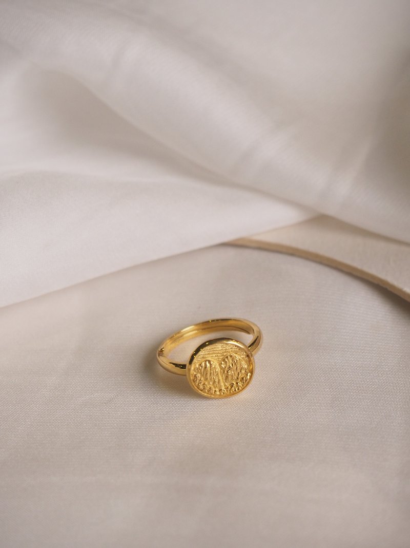 夜山戒指，纯银，山形戒指，山脉银戒指。 - 戒指 - 纯银 金色