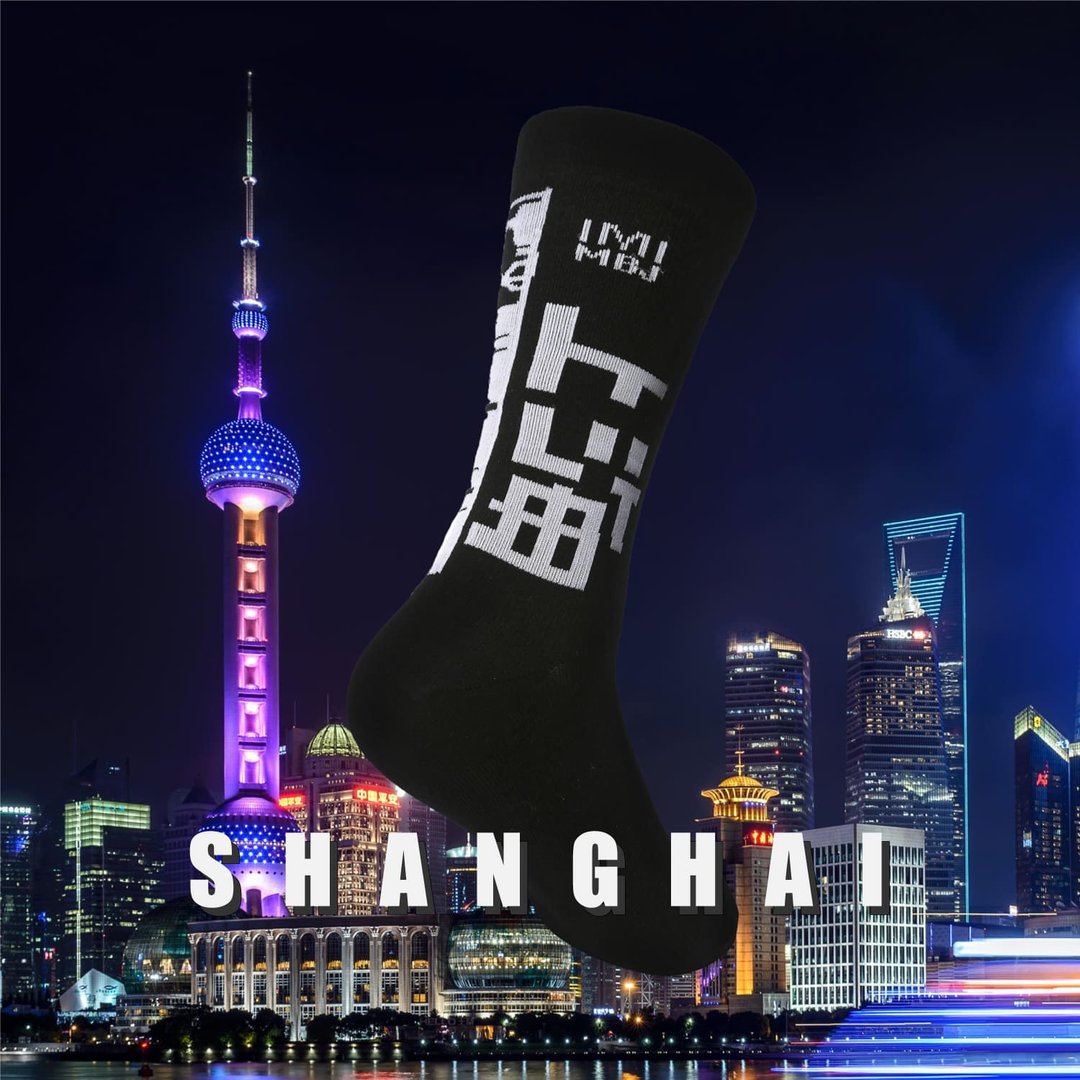 上海城市袜 压力3/4袜 限定款 - 袜子 - 棉 黑色