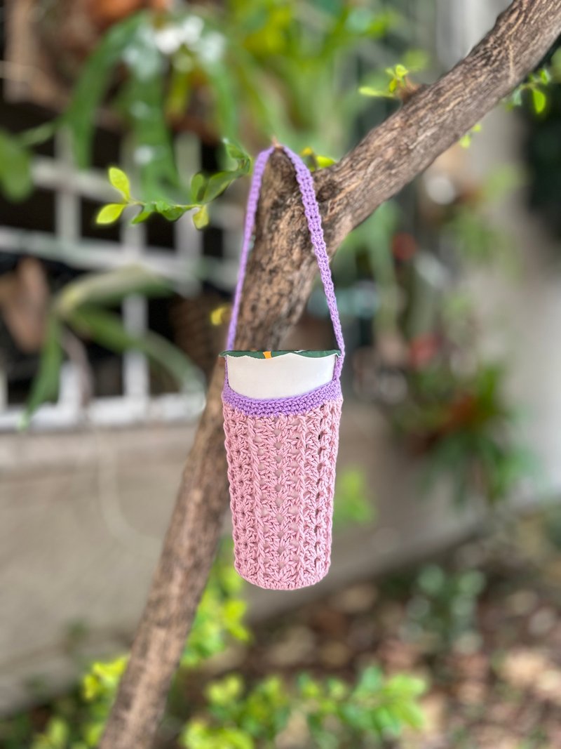 双色编织水杯提袋 - 随行杯提袋/水壶袋 - 棉．麻 