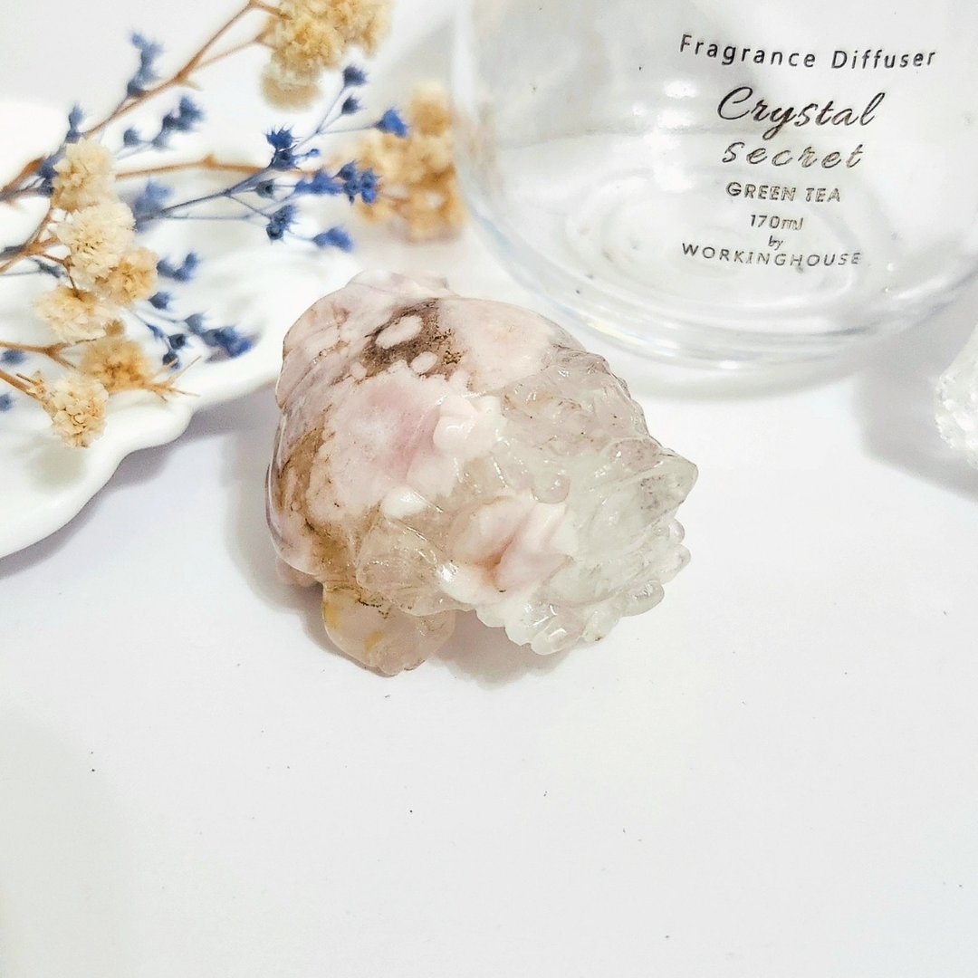 粉樱花玛瑙龙龟/招桃花、助工作运之水晶 - 摆饰 - 水晶 粉红色
