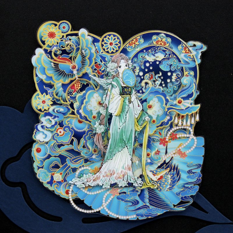 碧蓝流翠 中國古典宮廷圖樣 PET 紙膠帶 立體鐳射金 10米卷 - 纸胶带 - 其他材质 多色