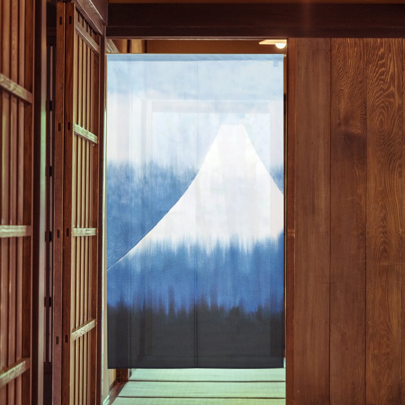【预订】日本制 蓝染风富士山长门帘 - 门帘/门牌 - 聚酯纤维 蓝色