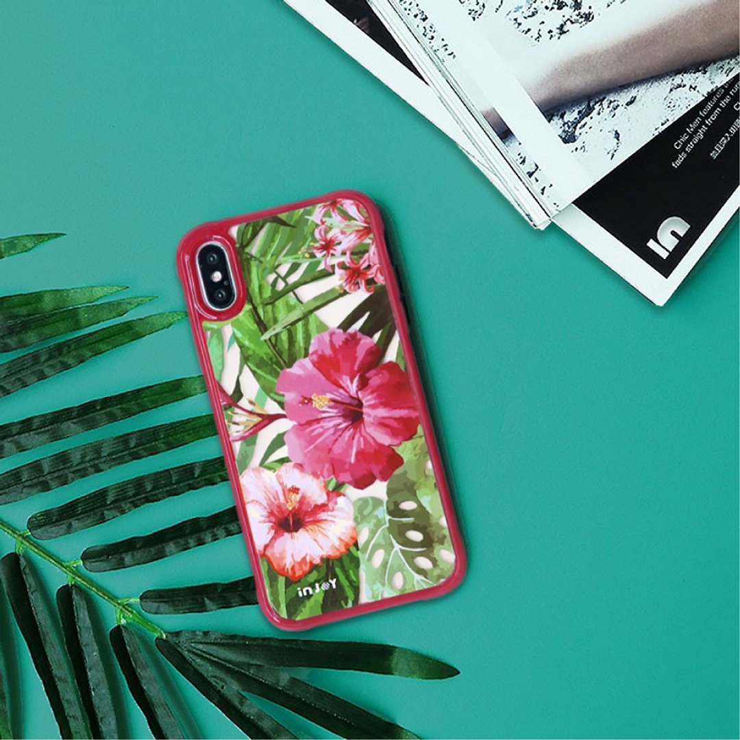 iPhoneX/XR/max/11pro/11max/SE3 热带度假风情 耐撞击边框手机壳 - 手机壳/手机套 - 塑料 红色