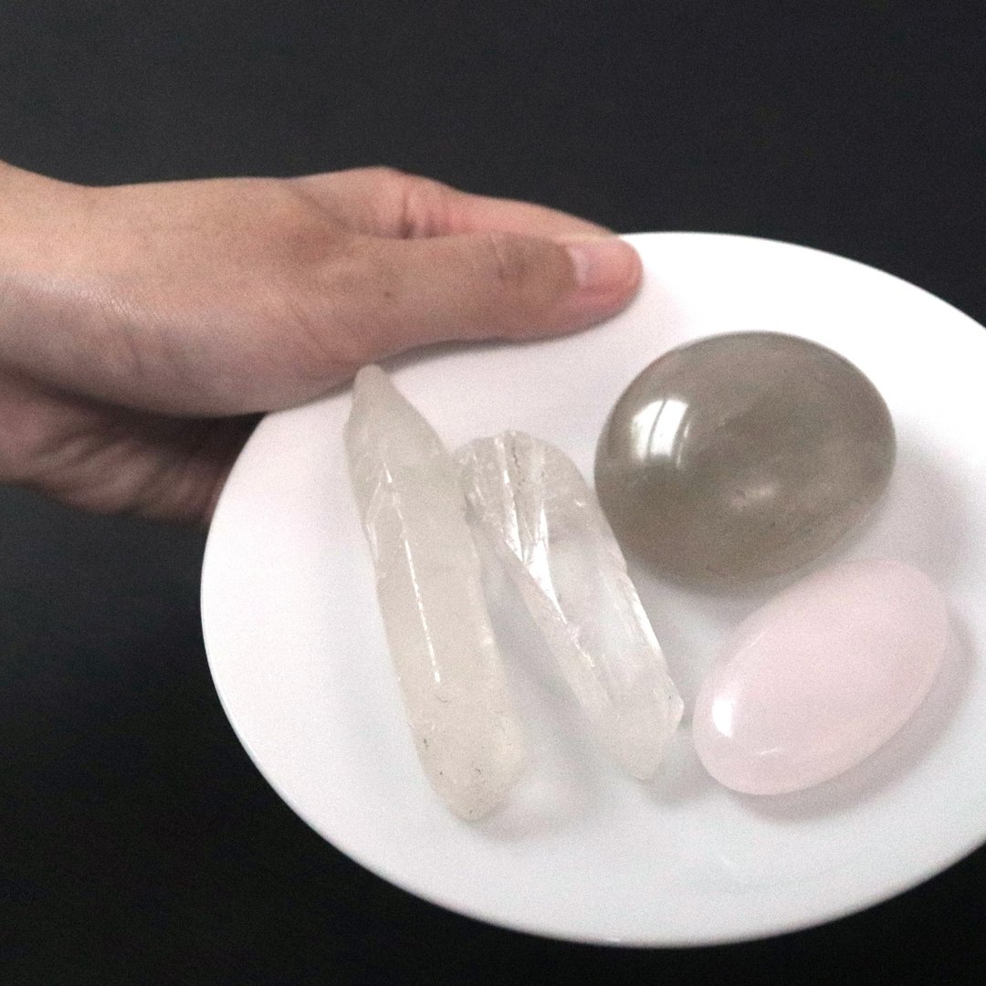 大颗茶晶-白水晶-粉方解石-稳定情绪-消除负能量-台湾限定 - 摆饰 - 水晶 多色