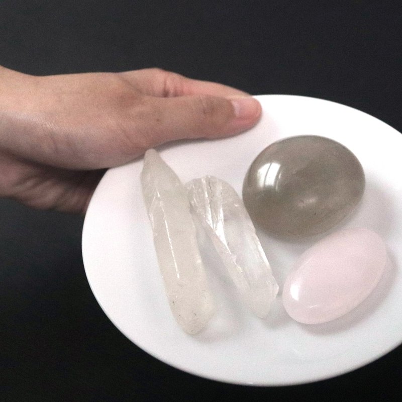 大颗茶晶-白水晶-粉方解石-稳定情绪-消除负能量-台湾限定 - 摆饰 - 水晶 多色