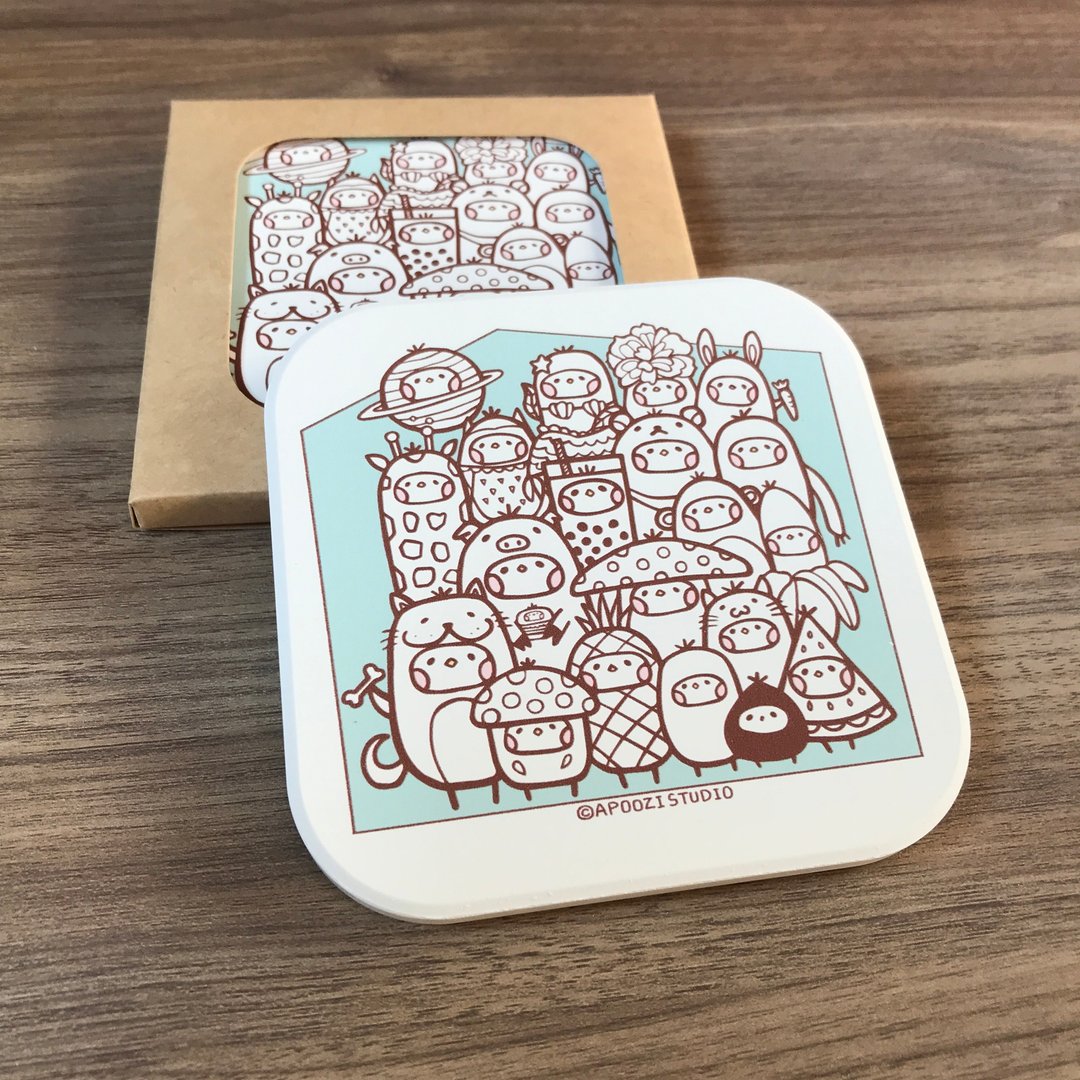 布籽生物 插画 MIT 莺歌陶瓷 吸水 杯垫 - 杯垫 - 陶 白色