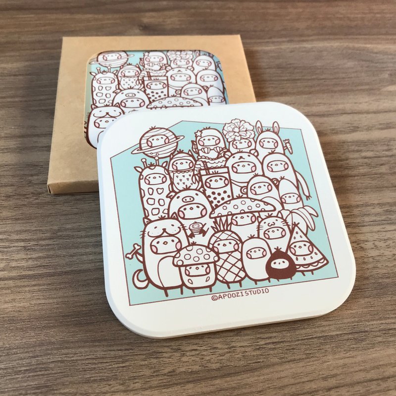 布籽生物 插画 MIT 莺歌陶瓷 吸水 杯垫 - 杯垫 - 陶 白色
