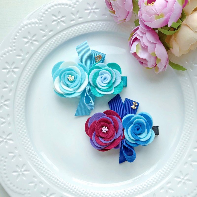卡通配色拼色不织布花日本帽带儿童女孩发夹-冰雪款 - 婴儿饰品 - 其他材质 蓝色