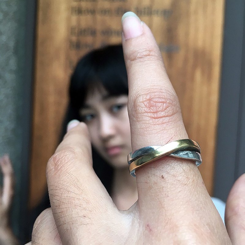 无限的爱/双色一体戒指~手作的诗为您献上永恒祝福!爱自己幸福中 - 对戒 - 纯银 