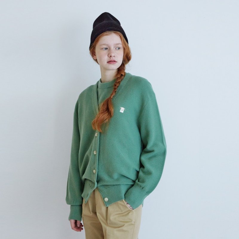 喀什米尔羊绒 V领 基本款针织外套 / 三色可选 - 女装针织衫/毛衣 - 羊毛 绿色