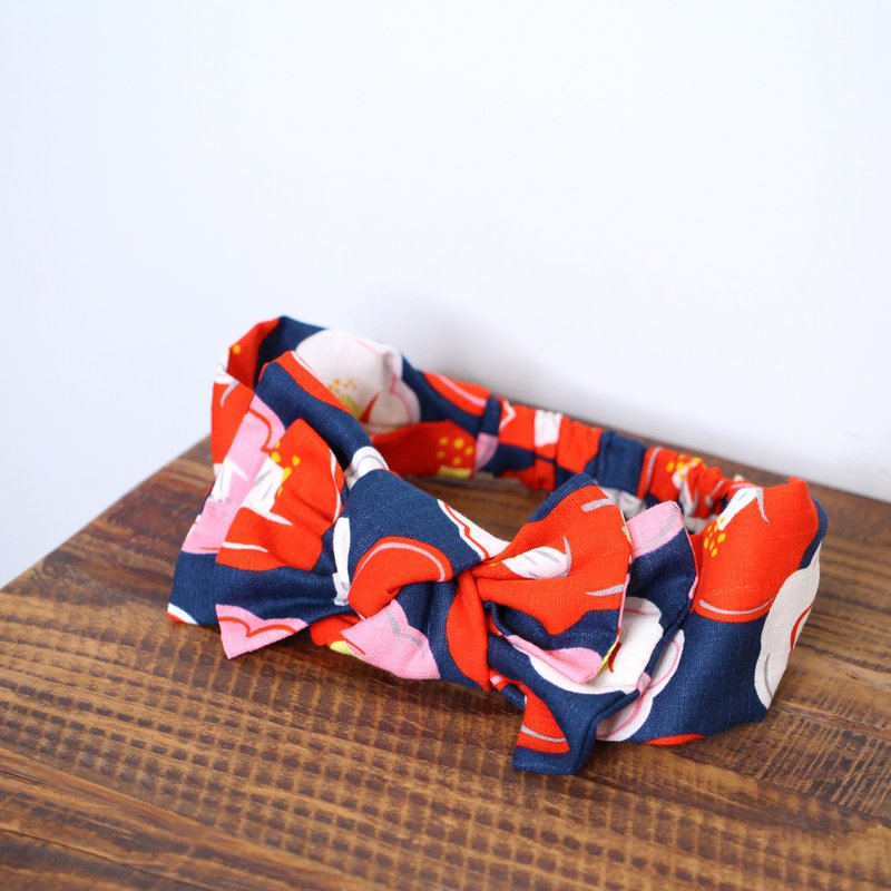 魔女琪琪发带-朱槿花 松紧交叉头巾 儿童母女宝宝 弹性宽版头带 - 发带/发箍 - 棉．麻 多色