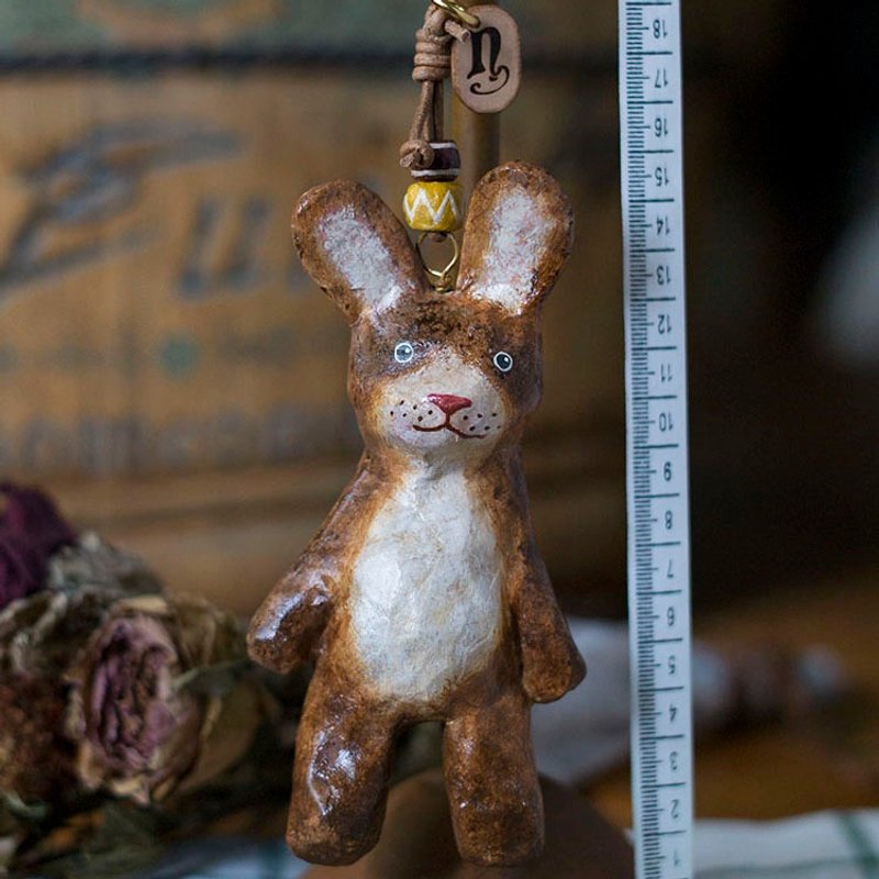 小兔锁匙圈 / 动物钥匙圈 - 钥匙链/钥匙包 - 纸 咖啡色