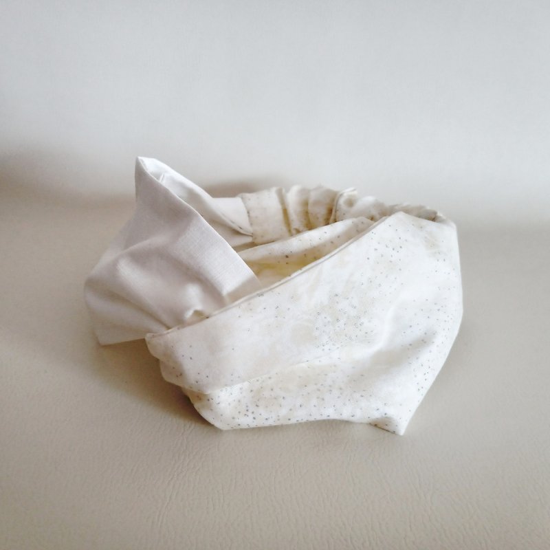 十字体发带头巾 白色奶油色闪粉 17 - 发带/发箍 - 棉．麻 白色