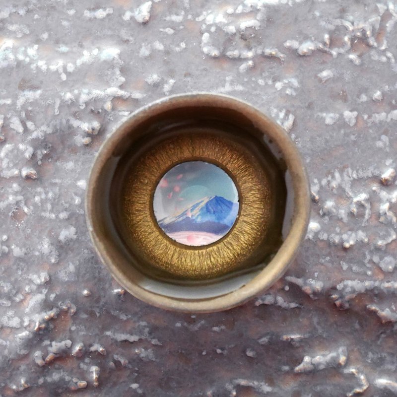 富士山 浮绘清酒杯 铜器 | 日本酒 一口杯 - 酒杯/酒器 - 瓷 咖啡色