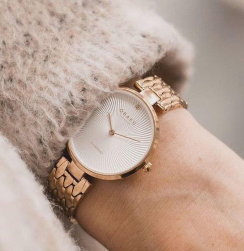 OBAKU 涡旋几何经典腕表-玫瑰金X白-V256LXVISV-33mm - 女表 - 不锈钢 多色