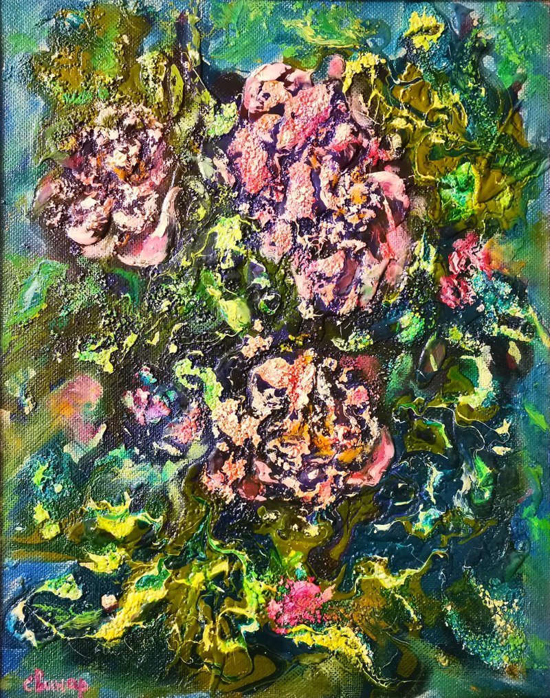 Flowers Peonies Painting Art Magic Abstract Oil Impasto Artist Svinar Oksana - 其他 - 其他材质 多色