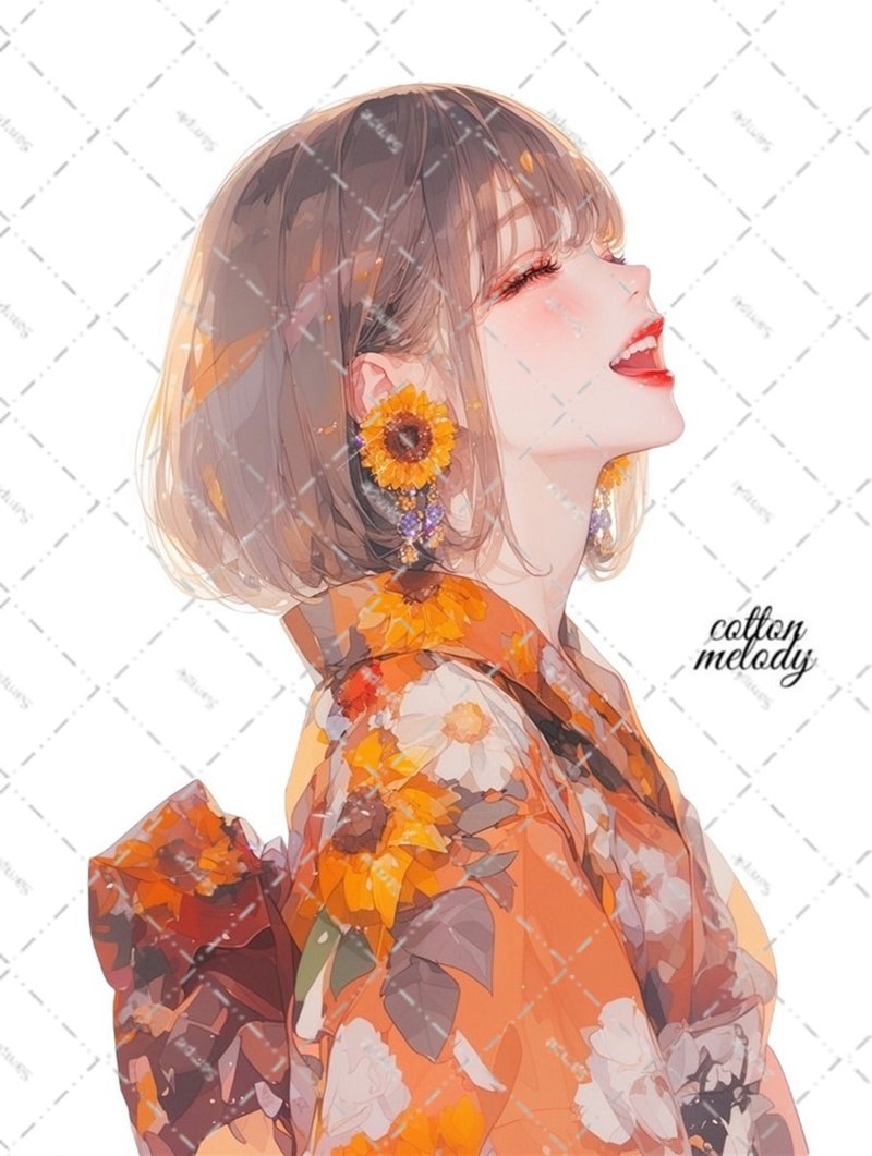 original sticker no.6155 人物贴纸 原创贴纸 人物贴纸 女孩贴纸 原创人物贴纸 - 贴纸 - 纸 